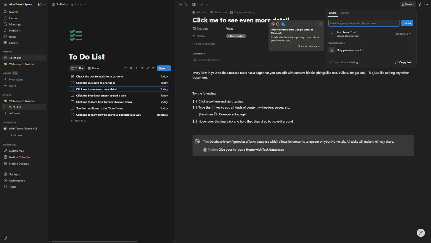 Share popover with input, permissions, and avatar row